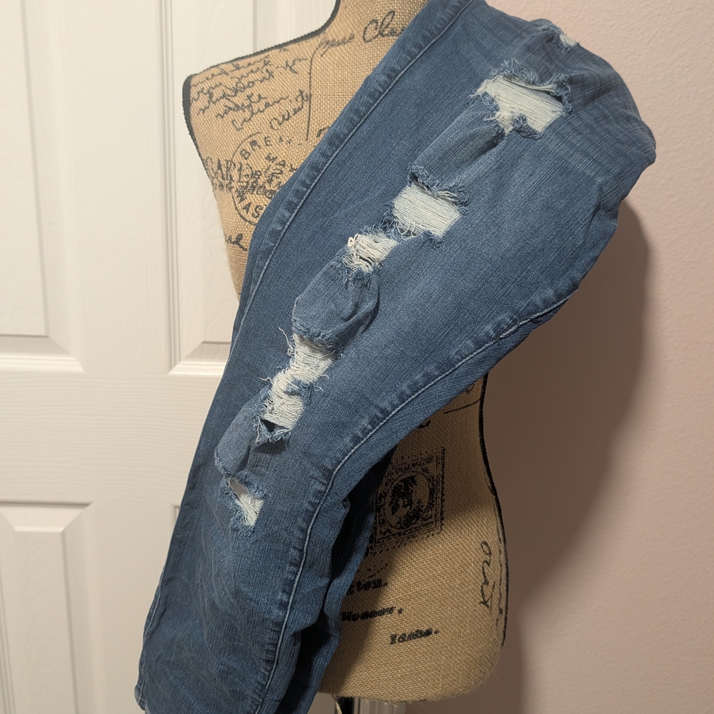 Torrid Blue Distressed Skinny Jeans